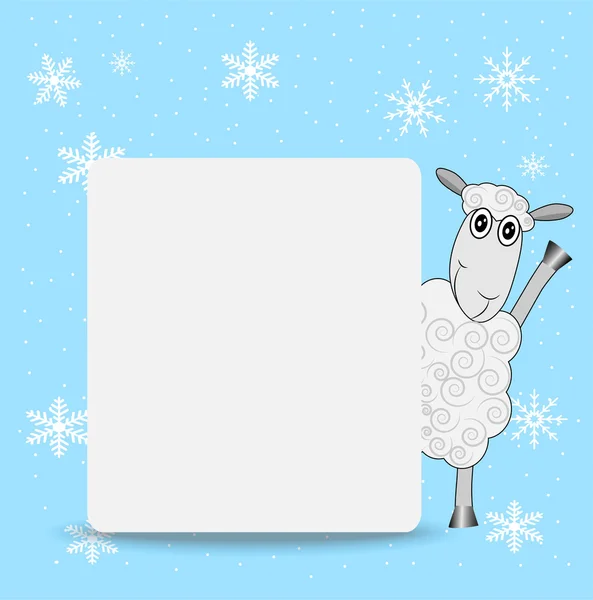 快乐的羊和干净的一面旗帜 — 图库矢量图片
