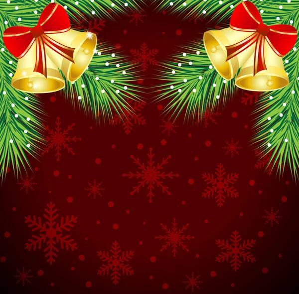Noel arka plan dal köknar ağacı ve campanellis ile — Stok Vektör