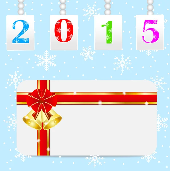 Greeting-card with a red bow and numbers 2015 - Stok Vektor