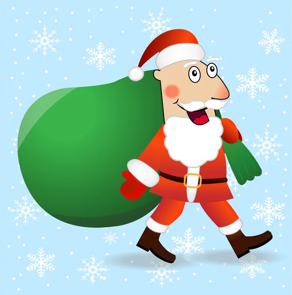 Santa Claus con el saco de regalos — Vector de stock