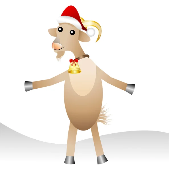 Merry goat  in a christmas cap — Stock Vector