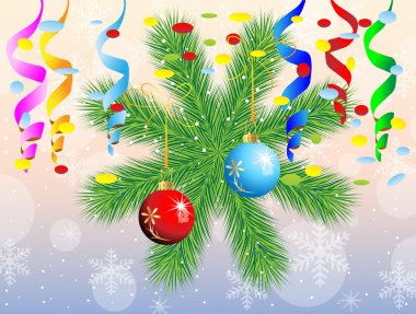 Noel yeşil dallar ve süslemeleri ile posta