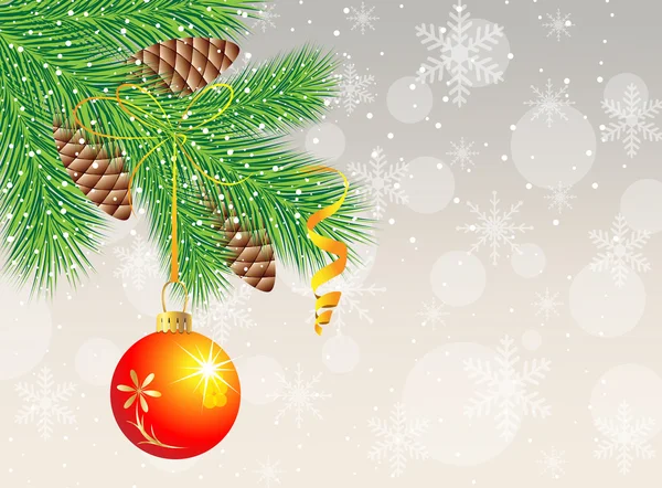 Festlicher weihnachtlicher Hintergrund mit Ball — Stockvektor