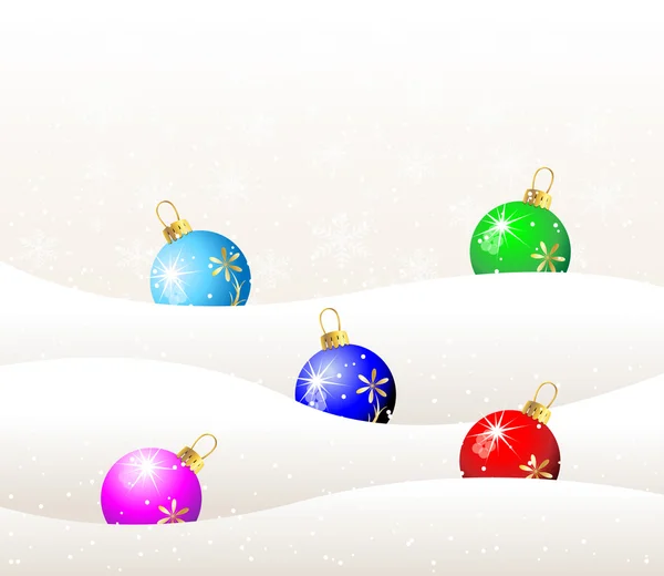 雪の上にクリスマスのおもちゃボール — ストックベクタ