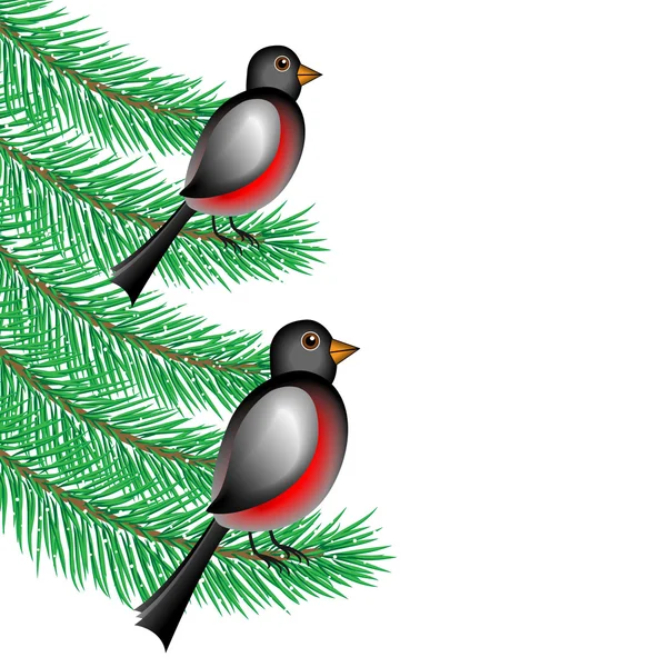 Les taureaux sont assis sur les branches du sapin — Image vectorielle