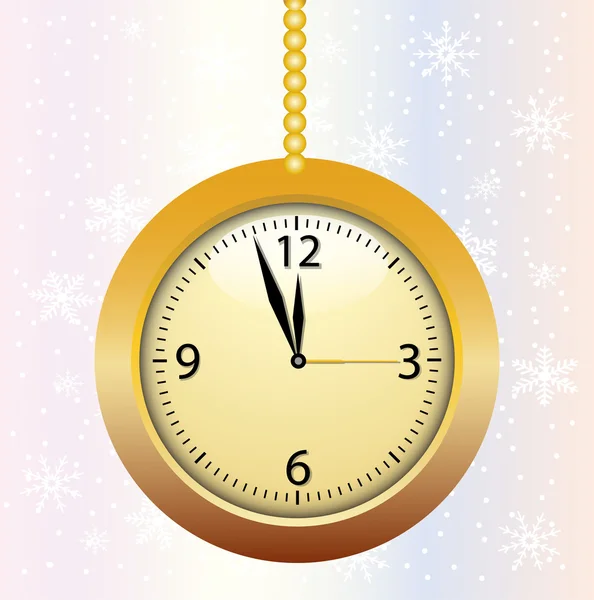 Reloj en un fondo de Navidad — Archivo Imágenes Vectoriales