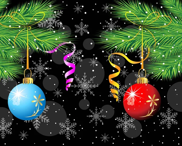 Festlig jul bakgrund med bollar — Stock vektor