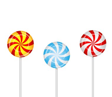 Beyaz bir arka plan üzerinde lolipop şekerler