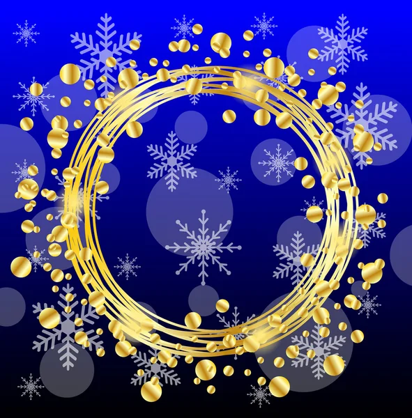 圣诞节背景与黄金花和雪花 — 图库矢量图片