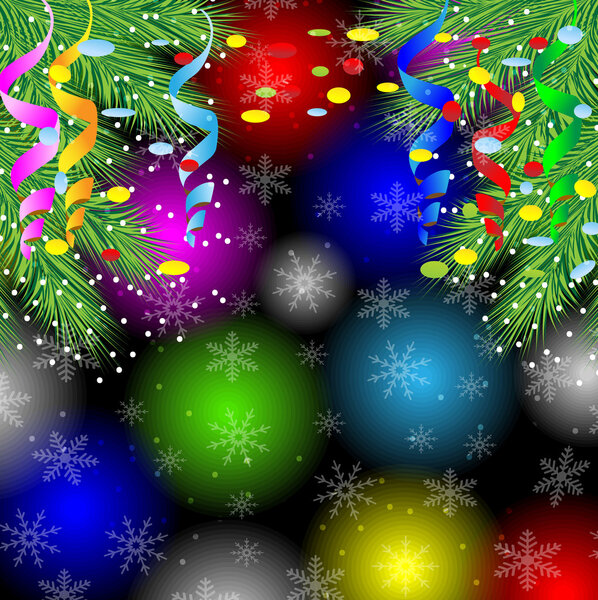 festive background with the branches of christmas tree