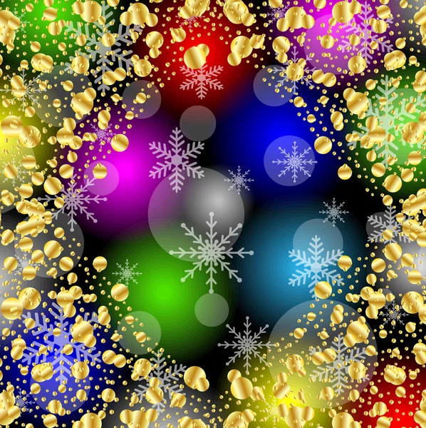 ゴールドのスパンコールと雪の結晶クリスマス明るい背景 — ストックベクタ