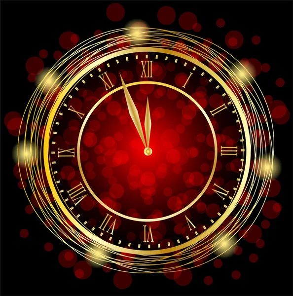 Reloj sobre un fondo rojo festivo — Archivo Imágenes Vectoriales