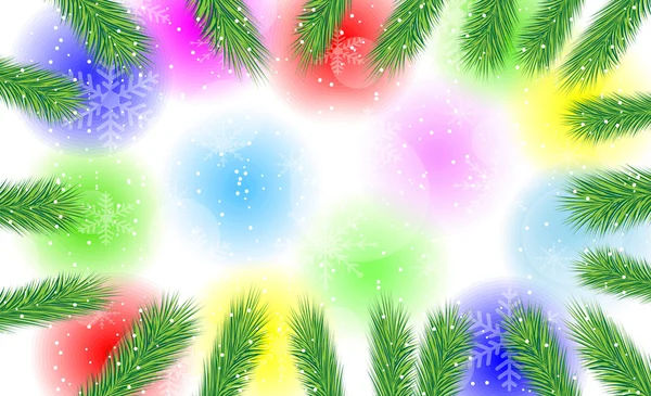 Fondo festivo con las ramas del árbol de Navidad — Vector de stock