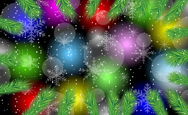 Festlicher Hintergrund mit den Zweigen des Weihnachtsbaums — Stockvektor
