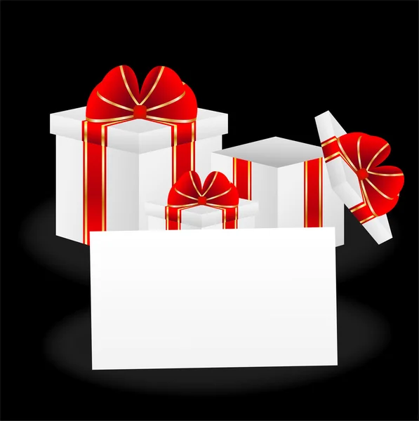 Κουτιά δώρων και φύλλο χαρτιού με ένα mestome για το κείμενο — Διανυσματικό Αρχείο