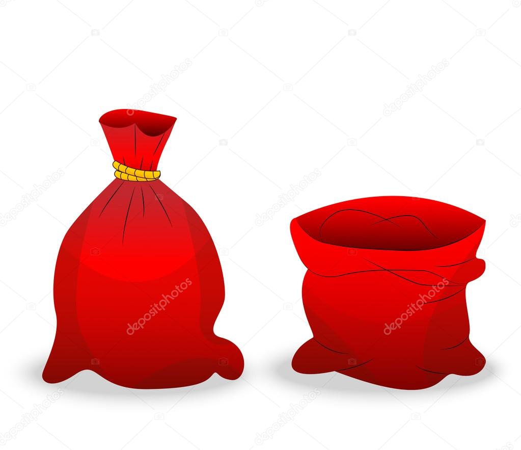 two red sacks on a white background