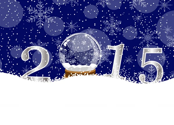 Glass ball and numbers 2015 on to snow — Stock Vector