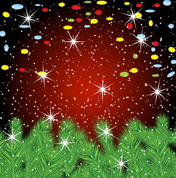 Festive christmas background with green branches — Stock Vector