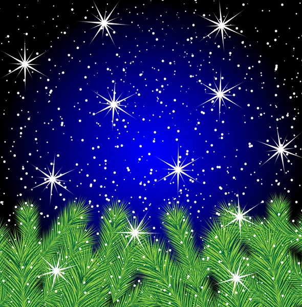 Fondo navideño festivo con ramas verdes — Vector de stock