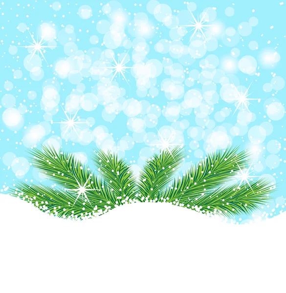 Festive christmas background with green branches — Stock Vector