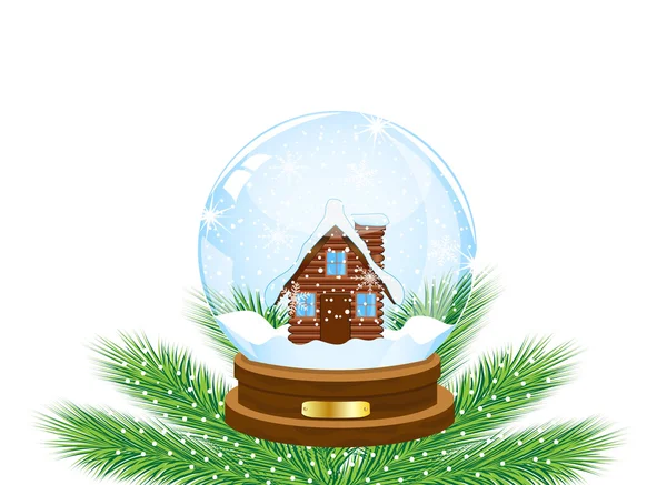 Glass festive ball with a house inwardly — Stock Vector