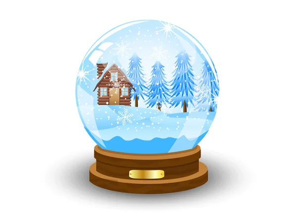 Festive ball with winter landscape inwardly — Stock Vector