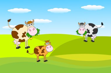 Benekli inekler otlatma bir çayır 