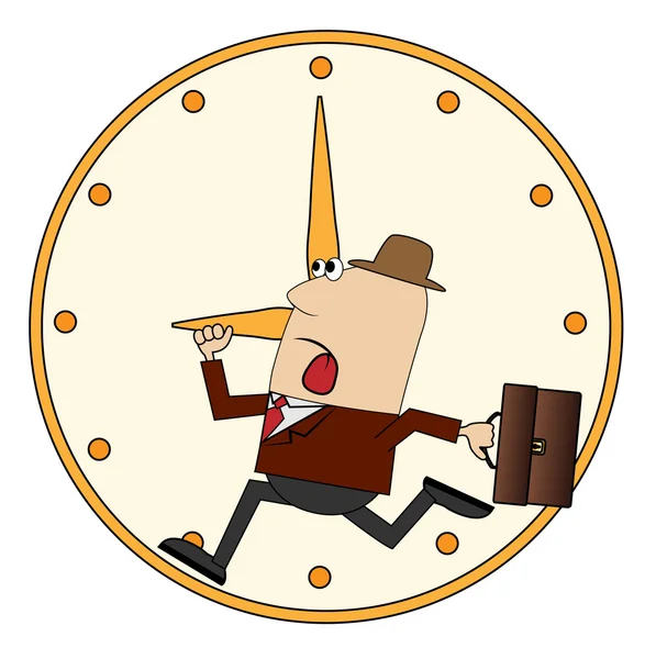 Homme d'affaires est en retard au travail — Image vectorielle