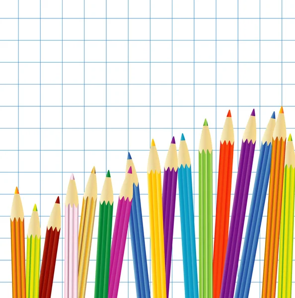 Fondo para el diseño con lápices de colores — Vector de stock