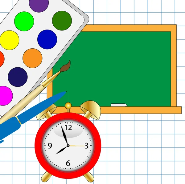 Färgade akvarell, väckarklocka och blackboard — Stock vektor