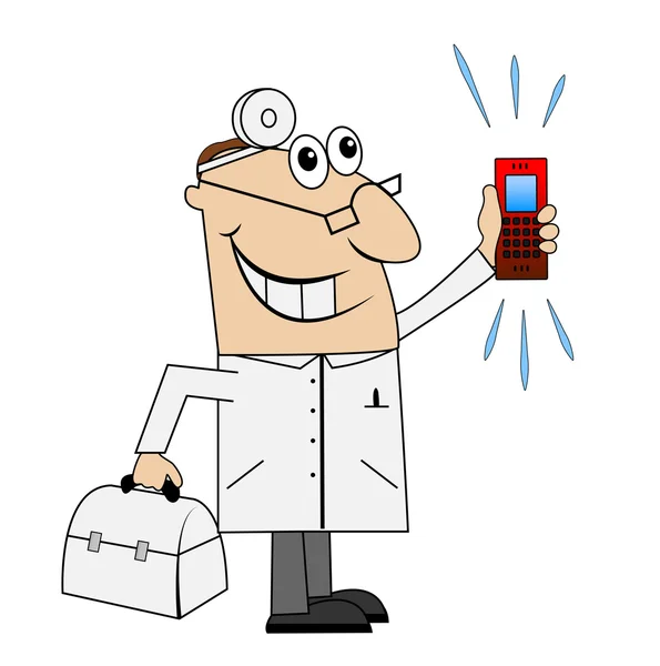 Male doctor in a hurry to call — Stock Vector