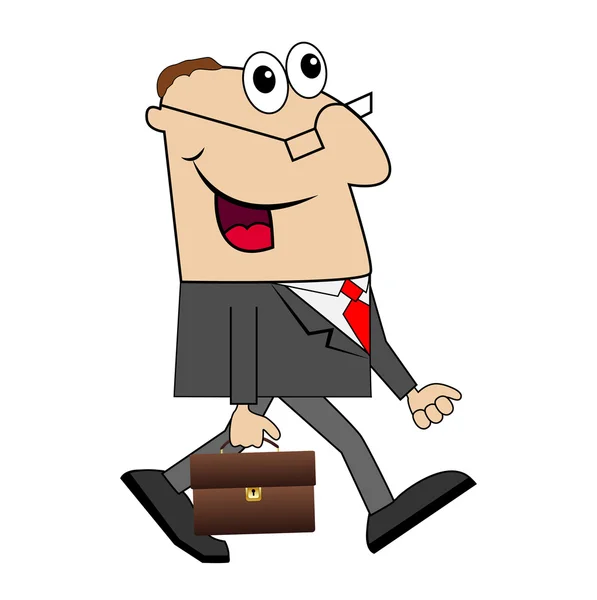 Uomo d'affari con una valigetta va al lavoro — Vettoriale Stock
