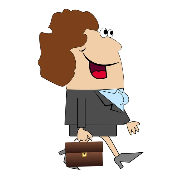 The woman with the briefcase goes to work — Stock Vector