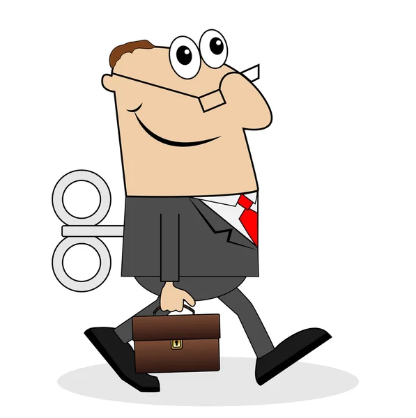Hombre de negocios con maletín y llave — Vector de stock