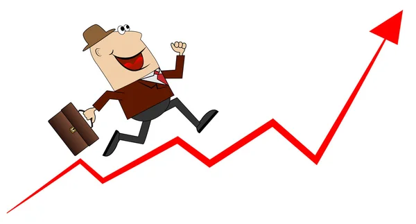 Business man climbs up the career ladder — Stock Vector