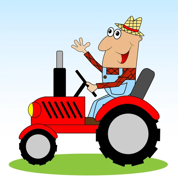 Mužské farmář jede traktor — Stockový vektor