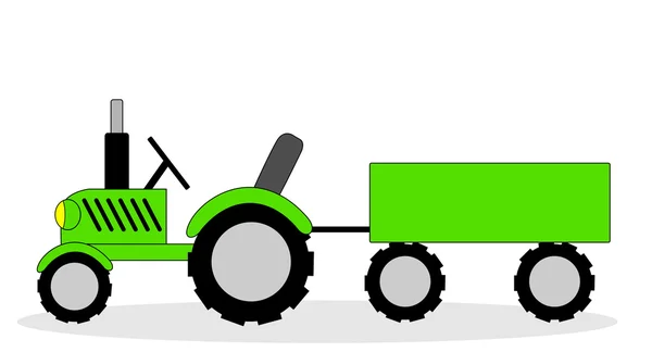 Le tracteur et le chariot sur fond blanc — Image vectorielle