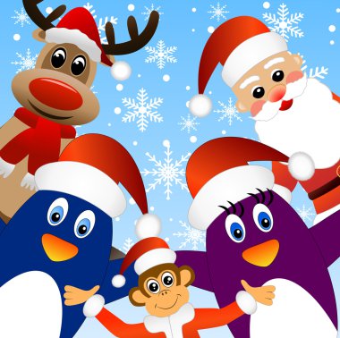 Hayvanlı Noel kartı.