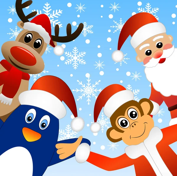 Hayvanlı Noel kartı.