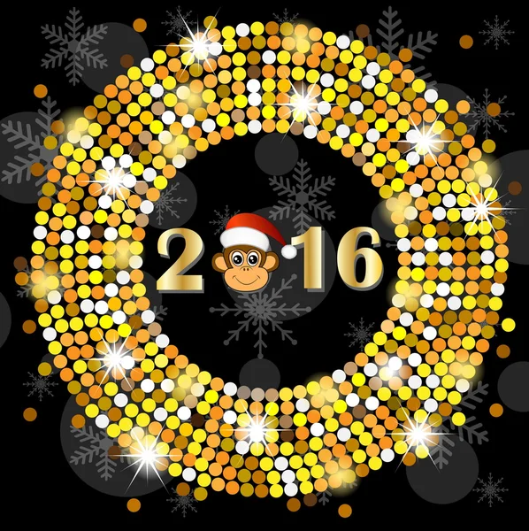 Χριστουγεννιάτικη κάρτα με τους αριθμούς του έτους 2016 και monke — Διανυσματικό Αρχείο