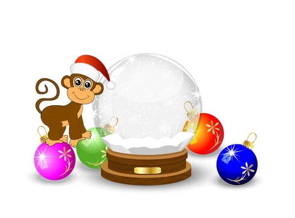 Monkey festive glass ball — Stock Vector