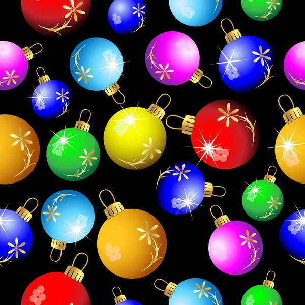 Seamless Christmas background with colorful balls — Stock Vector