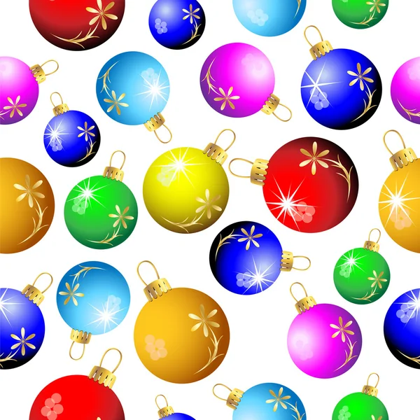 Fondo de Navidad sin costuras con bolas de colores — Vector de stock