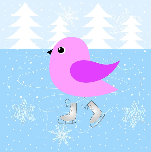 Buz üzerinde paten kuş — Stok Vektör