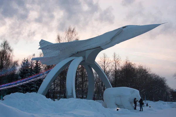 PERM, RUSSIA, JANUARY 17.2016 Monument MiG on the rise '