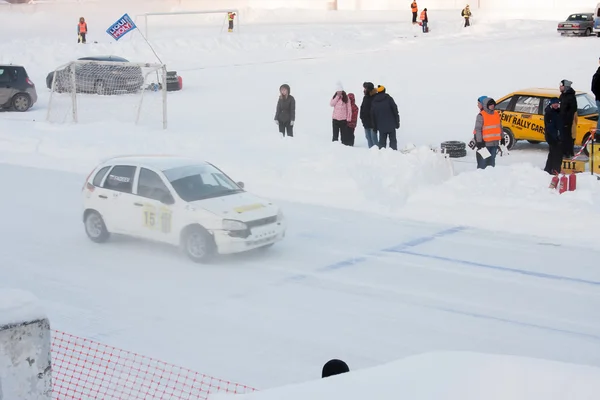 PERM, RUSSIA, JANUARY 17.2016 Car racing at the stadium — Stock Photo, Image