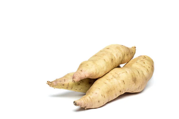 Tthree Roots White Sweet Potato Isolated White — Stock Photo, Image