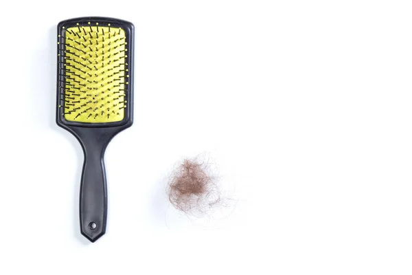 Loose Clump Hair Hair Brush White Background Copy Space — Stock Photo, Image