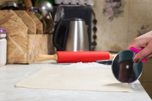 Cut Puff Pastry Croissants Other Baked Goods Home — Stock Photo, Image