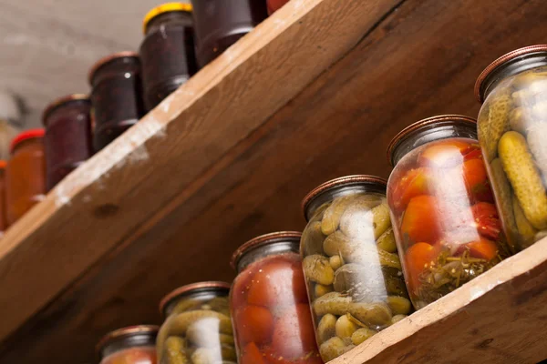 Jars with vegetables — Stock Photo, Image